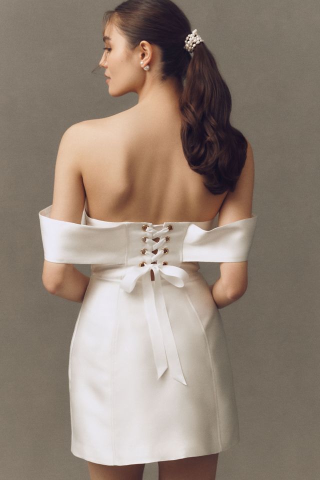 BHLDN Off-The-Shoulder Structured Dupioni Mini Dress #2