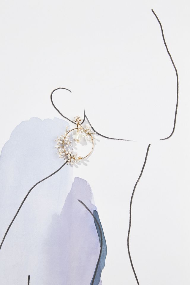 Twigs & Honey Freshwater Pearl Vine Hoop Earrings #1