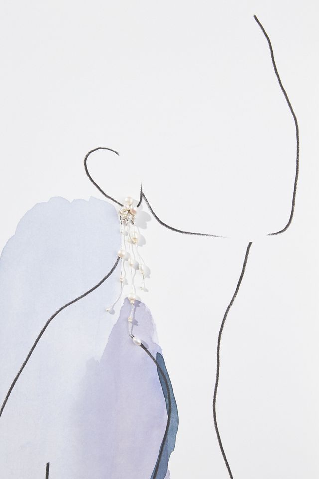 Twigs & Honey Pearl Triple-Strand Earrings #1