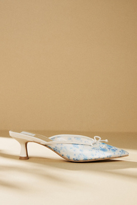 Dolce Vita Cleo Printed Mesh Mule Heels In White