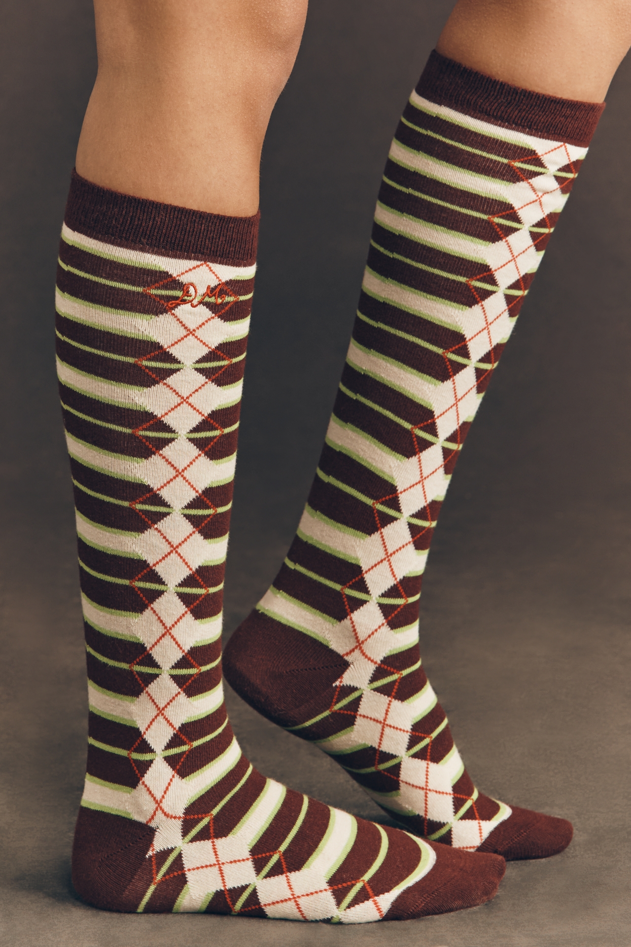 Damson Madder Argyle Knee-High Socks