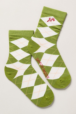 Damson Madder Argyle Socks In Green
