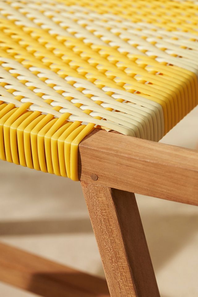 Terrain Havana Wicker & Teak Stool, Stripe #2