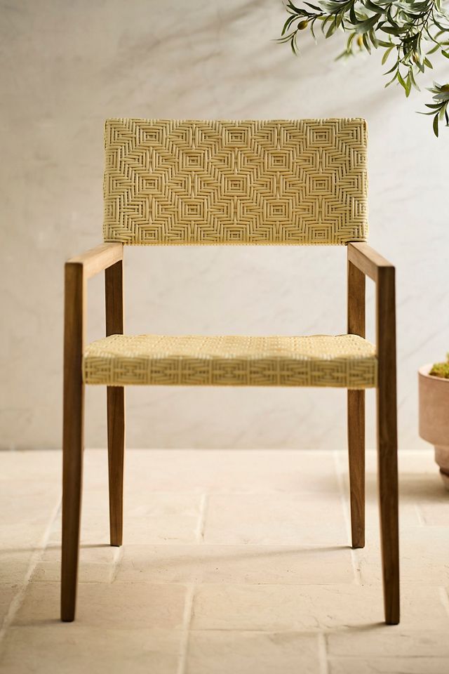 Havana Wicker + Teak Dining Chair, Neutral Diamond #2