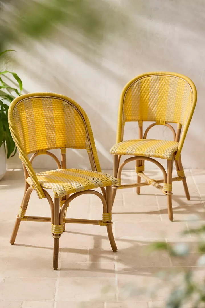 Terrain Striped Woven Indoor/Outdoor Bistro Chairs, Set of 2