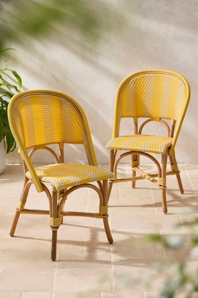 Striped Woven Indoor/Outdoor Bistro Chairs, Set of 2