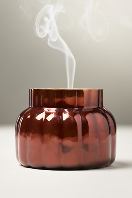 Capri Blue Pumpkin Clove Brown Ribbed Glass Candle product page