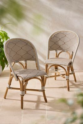Wave Woven Indoor/Outdoor Bistro Chairs, Set of 2