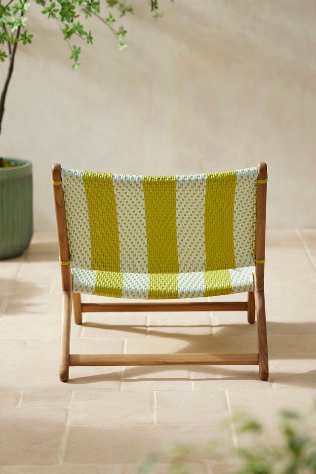 Havana Wicker + Teak Armless Chair, Vertical Stripe #2