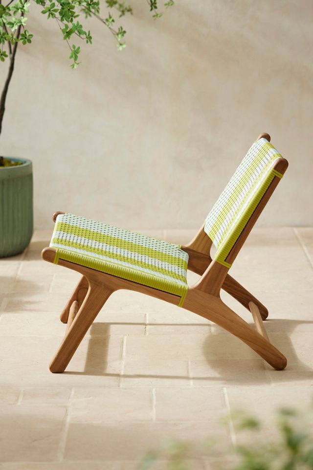 Havana Wicker + Teak Armless Chair, Vertical Stripe #3