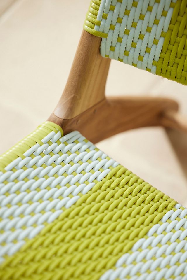 Havana Wicker + Teak Armless Chair, Vertical Stripe #4