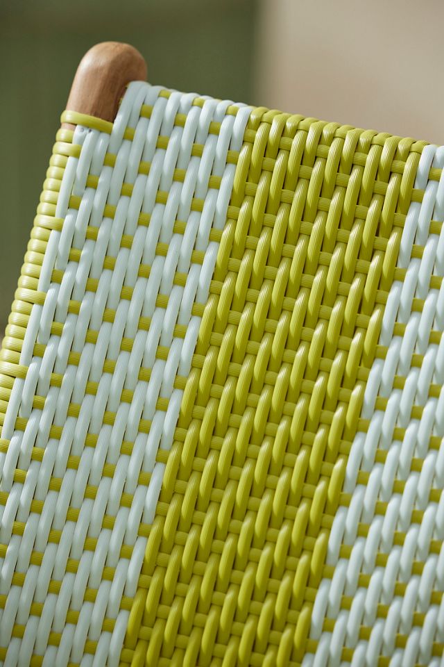Havana Wicker + Teak Armless Chair, Vertical Stripe #5