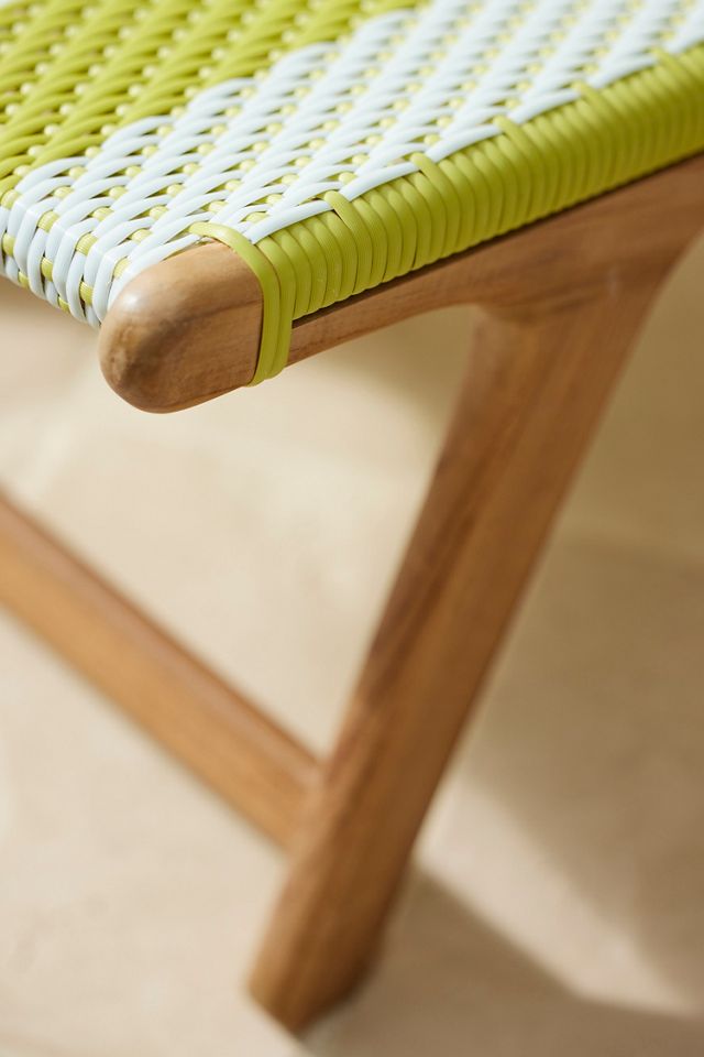 Havana Wicker + Teak Armless Chair, Vertical Stripe #6