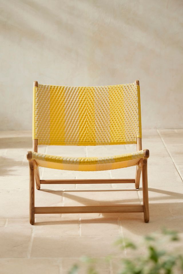 Terrain Havana Wicker & Teak Armless Chair, Vertical Stripe #1