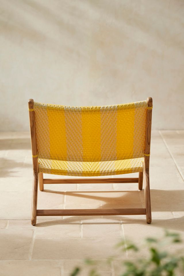 Terrain Havana Wicker & Teak Armless Chair, Vertical Stripe #2