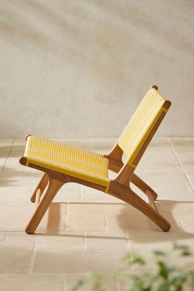 Terrain Havana Wicker & Teak Armless Chair, Vertical Stripe #3