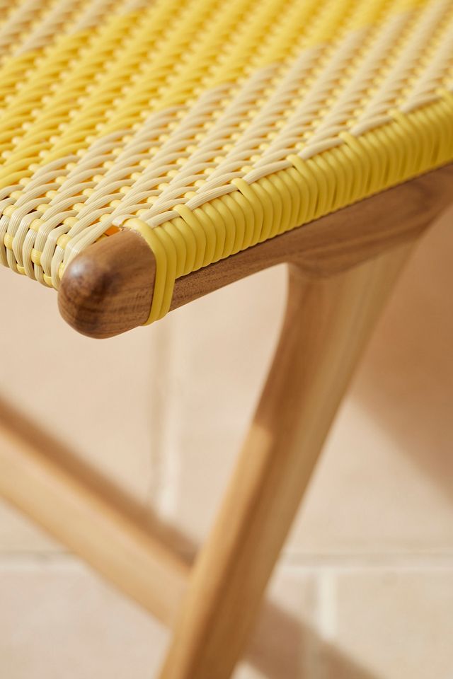 Terrain Havana Wicker & Teak Armless Chair, Vertical Stripe #6