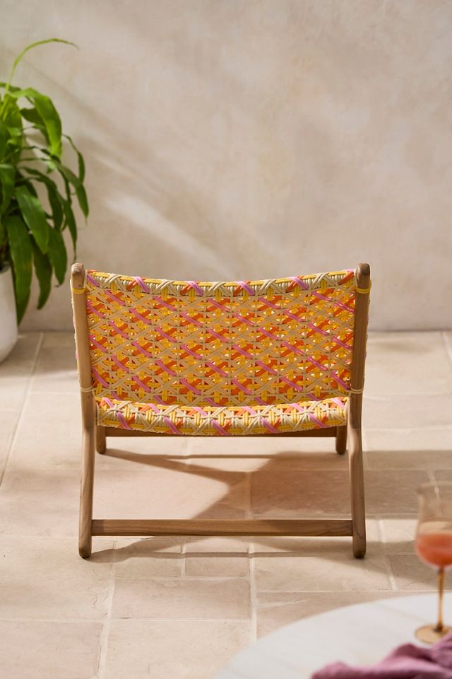Havana Wicker + Teak Armless Chair, Crosshatch #4