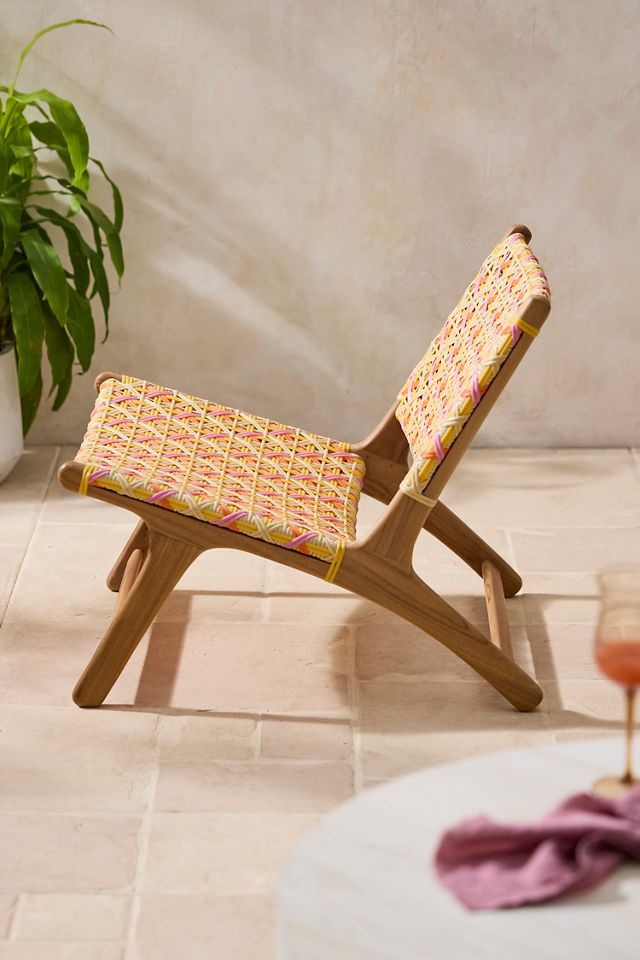 Havana Wicker + Teak Armless Chair, Crosshatch #5