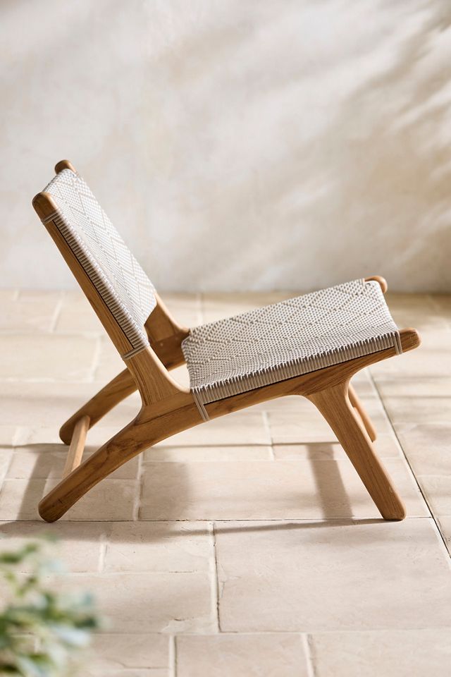 Havana Wicker + Teak Armless Chair, Neutral Wave #1