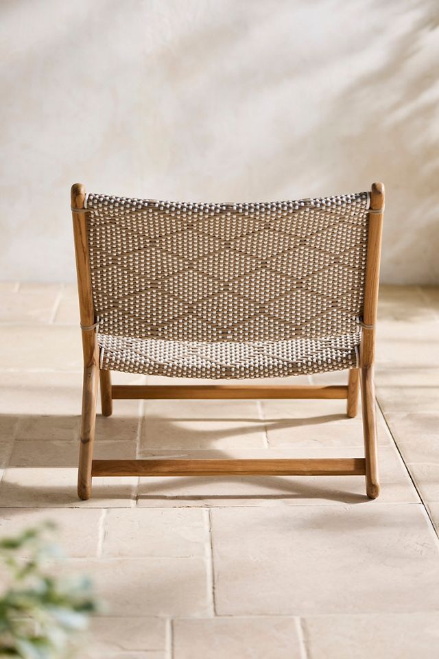 Havana Wicker + Teak Armless Chair, Neutral Wave #2