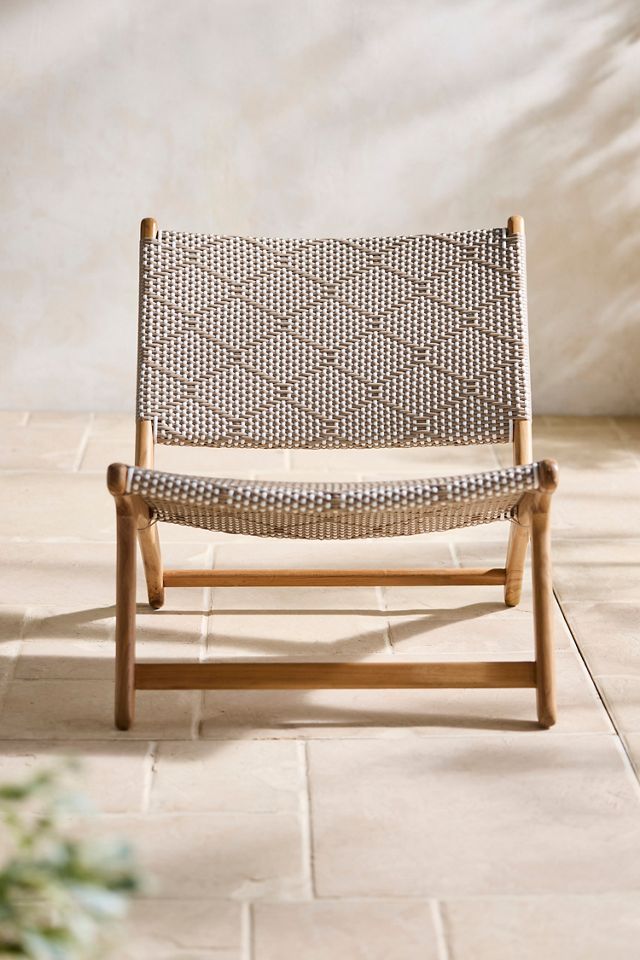 Havana Wicker + Teak Armless Chair, Neutral Wave #3