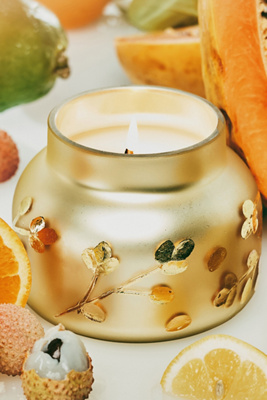 EOLIE ゴブレット 250ml ゴールド Capri Blue Volcano Gold Leaf Glass Candle | AnthroHome