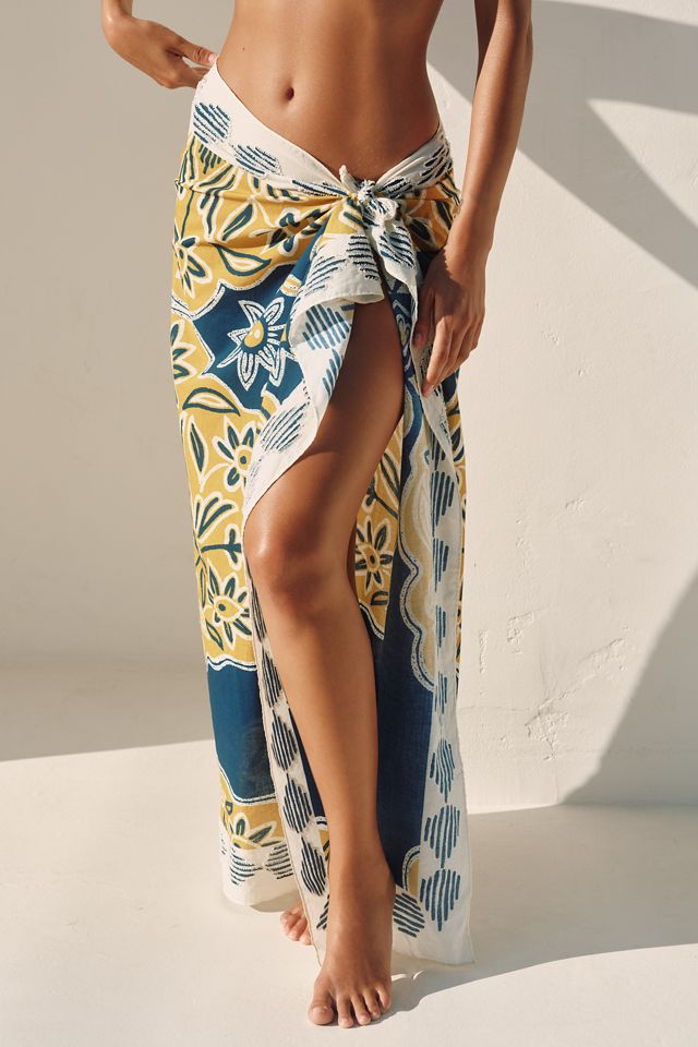 Celandine Printed Embroidered Sarong #1