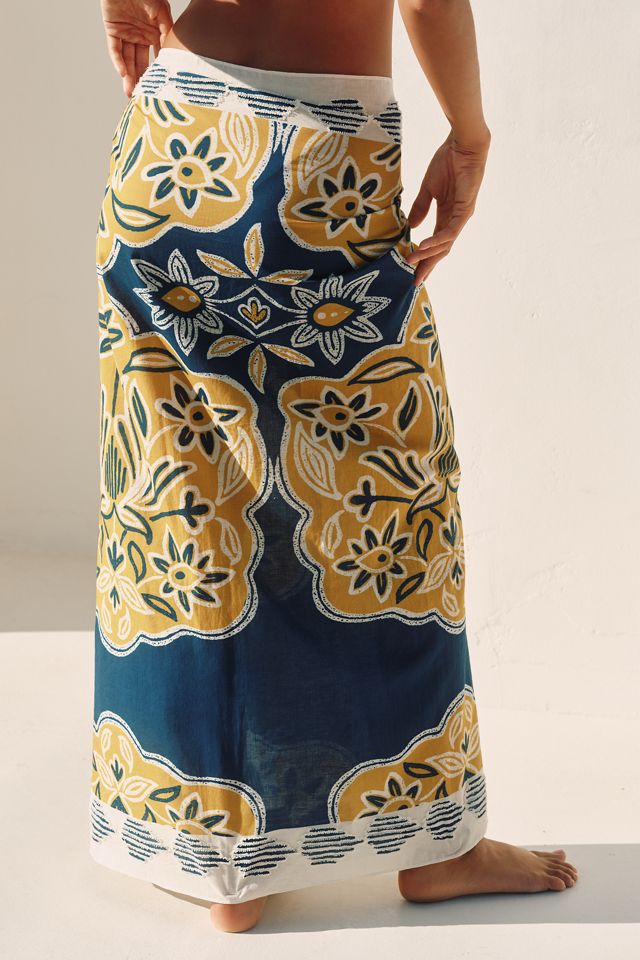 Celandine Printed Embroidered Sarong #2