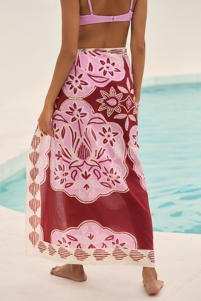 Celandine Printed Embroidered Sarong #2