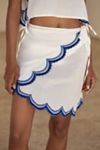 Maeve Cotton Scallop Mini Wrap Skirt