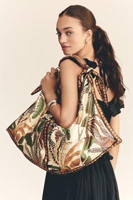 Farm Rio Foliage Sketch Scarf Tote In Multi