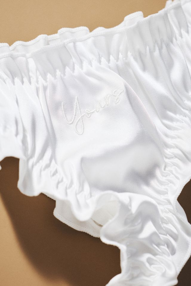 Kat The Label Yours Embroidered Satin Bridal Thong #1