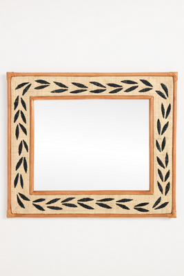 Anthropologie Ross Sisal Leaf Rectangular Wall Mirror