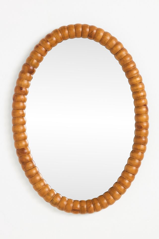 Wallace Wooden Oval Wall Mirror #1
