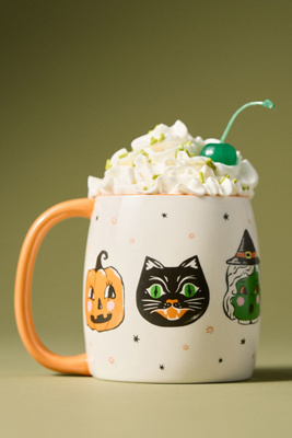 Anthropologie Spooky Friends Stoneware Mug In Multi