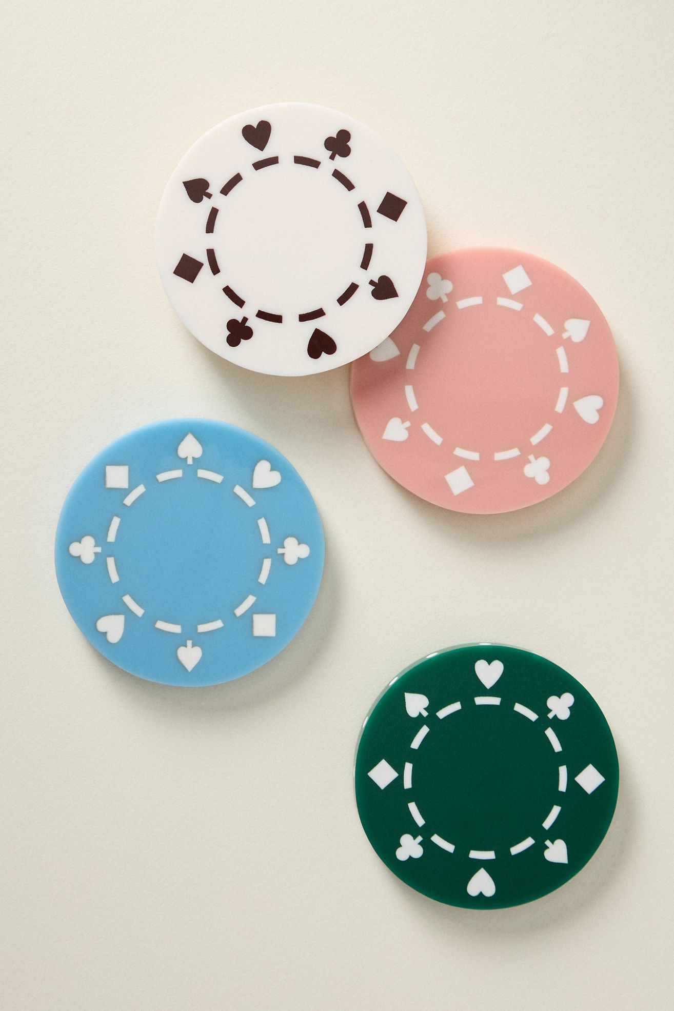 Resin Poker Chip Coasters, Set of 4 - Multi, Standard, Set Of 4