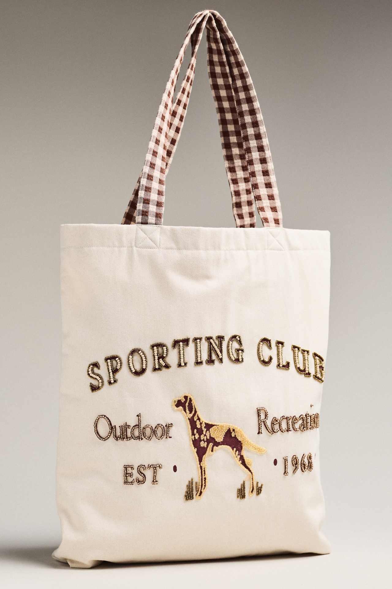 Printed Beaded Canvas Tote Bag