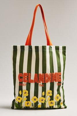 Printed Beaded Canvas Tote Bag