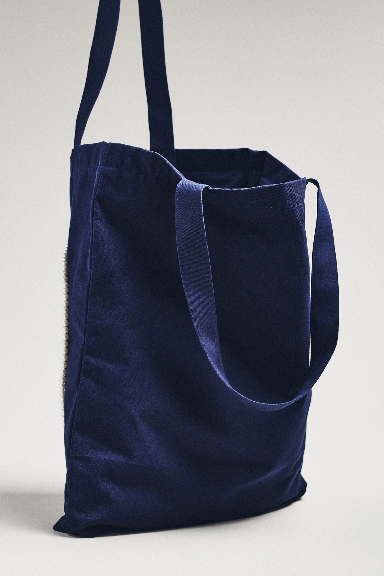 Printed Beaded Canvas Tote Bag