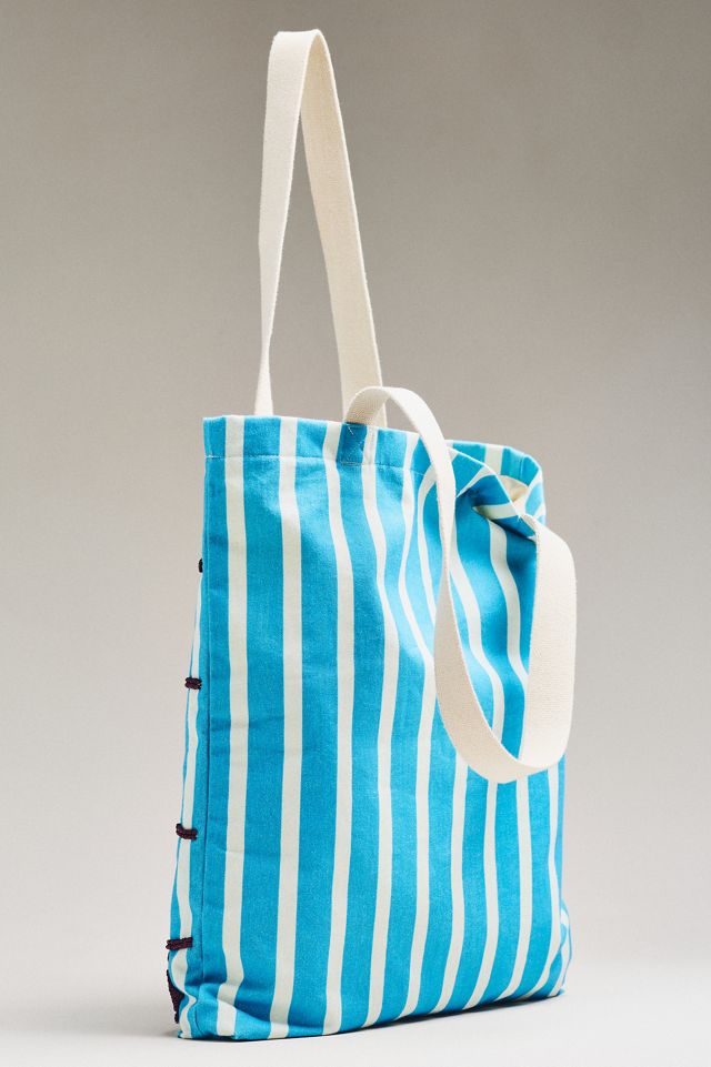 Printed Beaded Canvas Tote Bag #1