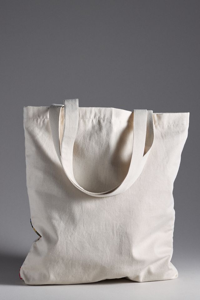 アンソロポロジー Maeve Market Canvas Tote Graphic Beaded Canvas Tote Bag | Anthropologie