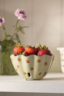 Georgie Handpainted Decaled Stoneware Berry Basket