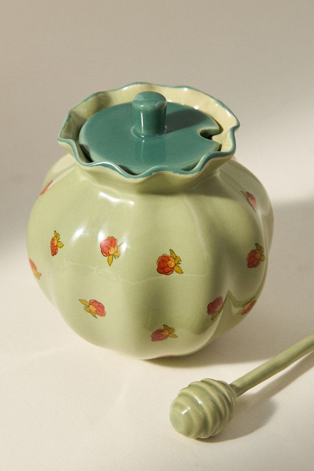 Georgie Handpainted Decaled Stoneware Honey Pot #1