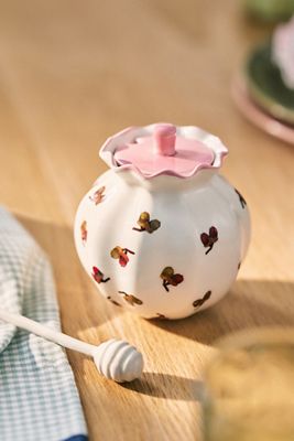 Georgie Handpainted Decaled Stoneware Honey Pot