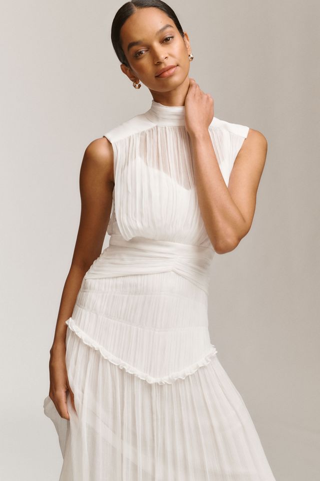 Shona Joy Clemence Chiffon High-Neck Midi Dress #3