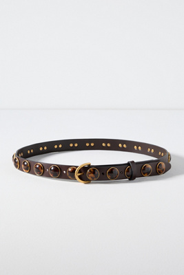 Rag & Bone Cabochon Resin Studded Belt In Brown