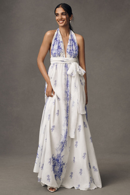 Loveshackfancy Lilah Halter Maxi Dress In White
