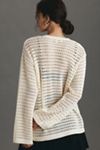 Flat White Long-Sleeve Crochet Tunic Top