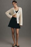 Flat White Long-Sleeve Crochet Tunic Top
